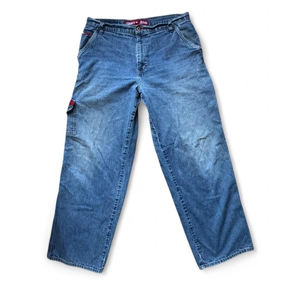 Y2K 2000’s Tommy Hilfiger Carpenter Cargo Denim Jeans Size 34 - Picture 2 of 8
